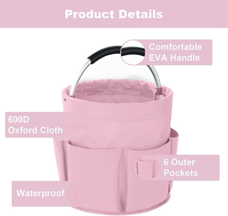Bototack Cleaning Caddy with Handle, Cleaning Products Organiser, 17L Foldable Storage Basket, Cleaning Caddy Organiser, Portable Multi Cleaning Bucket Bag for Home, Garden (Pink) - Image 5